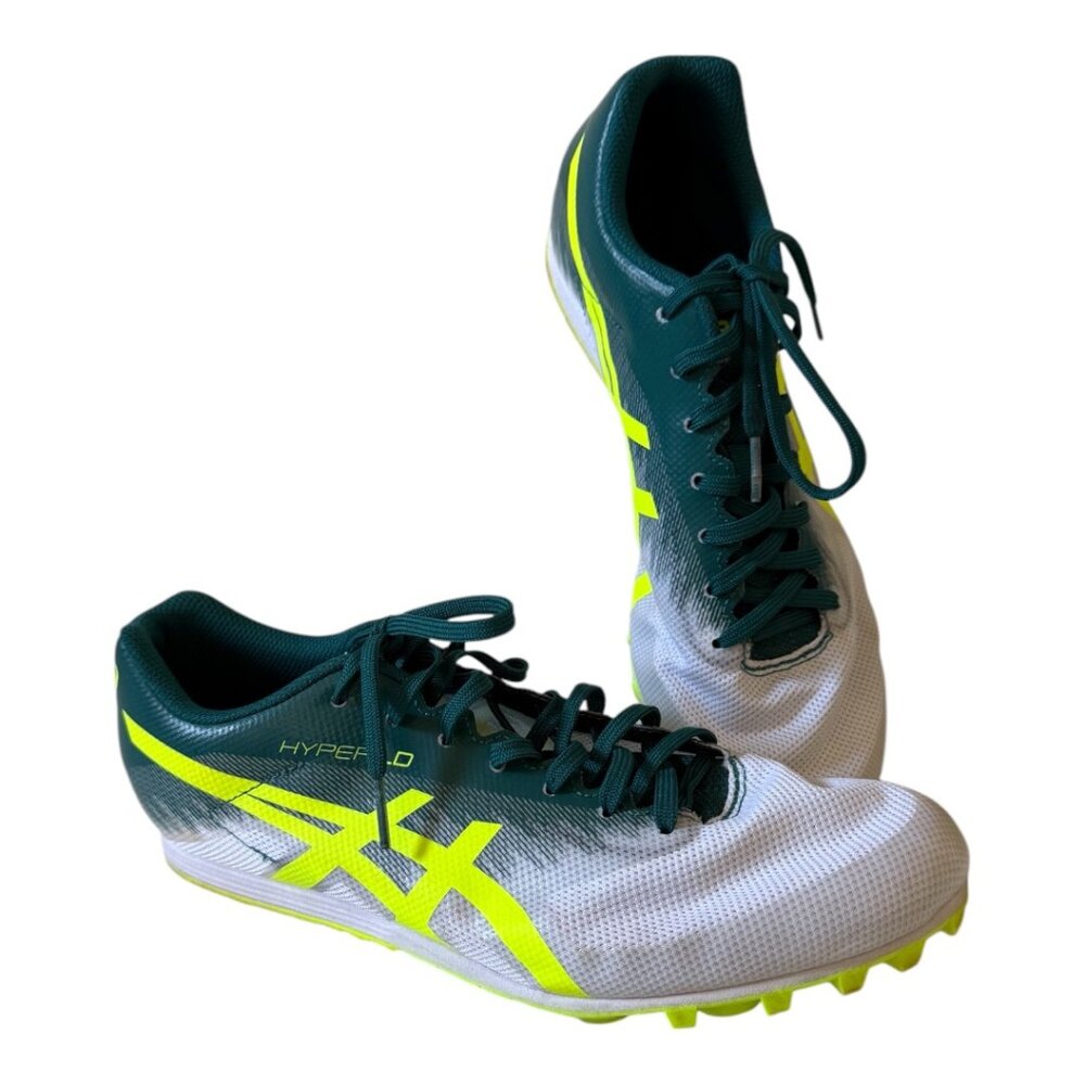 ASICS Unisex's HYPER LD 6 Track & Field Shoes, 8.5 US,  WHITE/SAFETY YELLOW